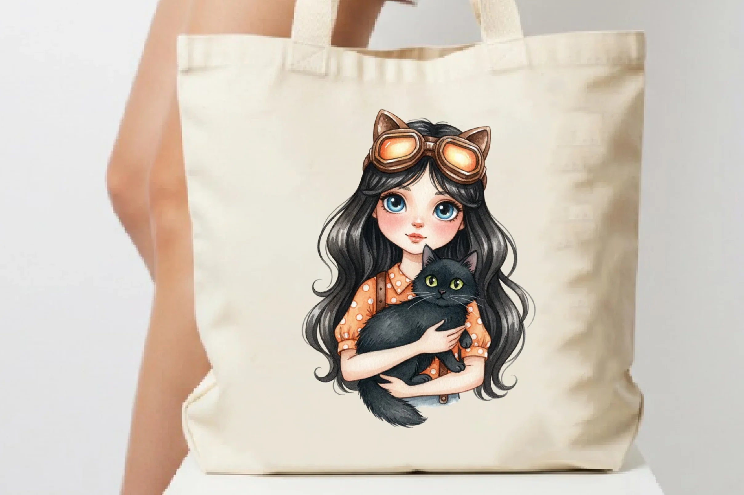 Quirky Girl with Cat Clipart Bundle - CraftNest - Digital Crafting and Art