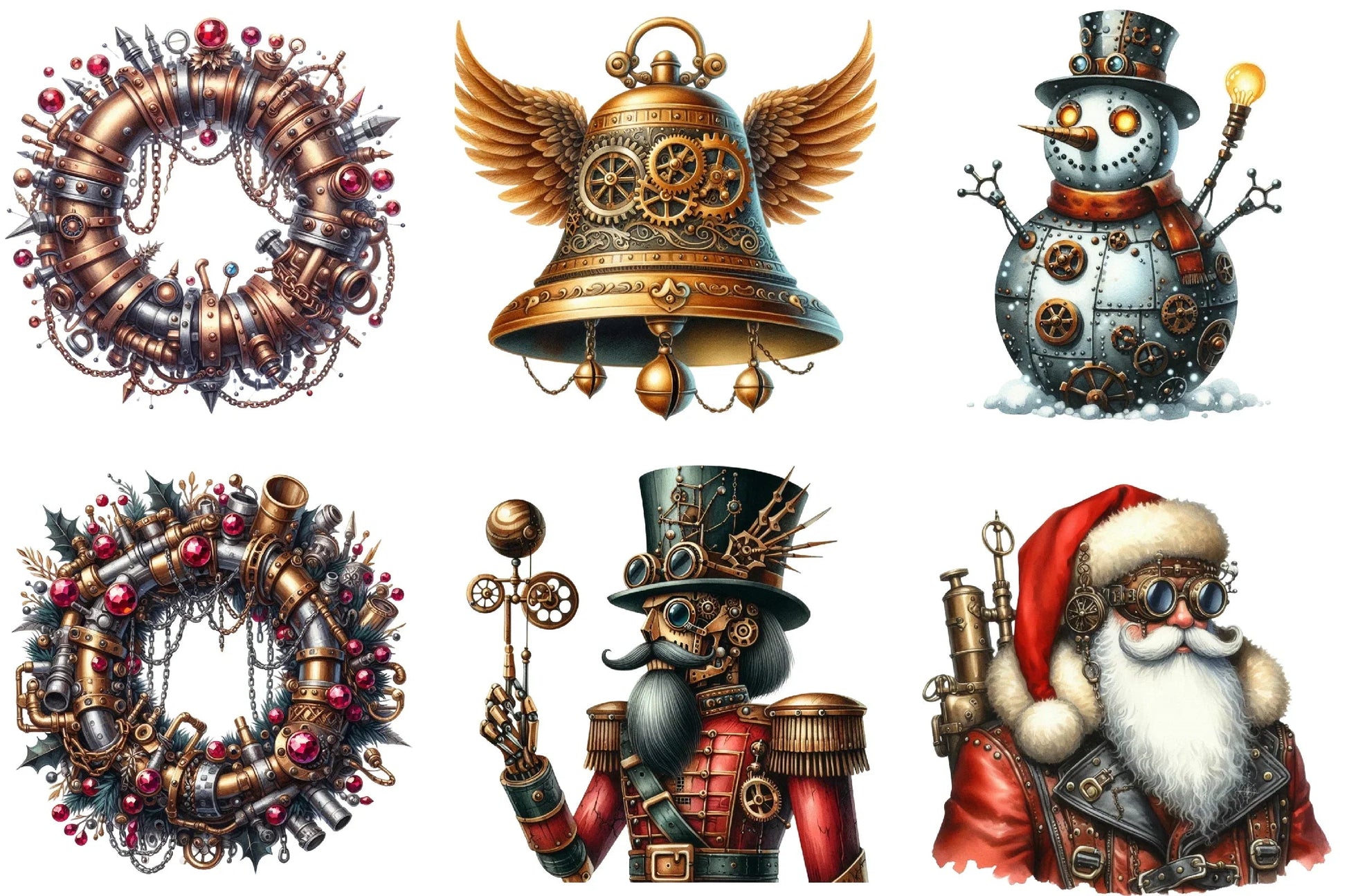 Steampunk Christmas Clipart Bundle P2 - CraftNest - Digital Crafting and Art