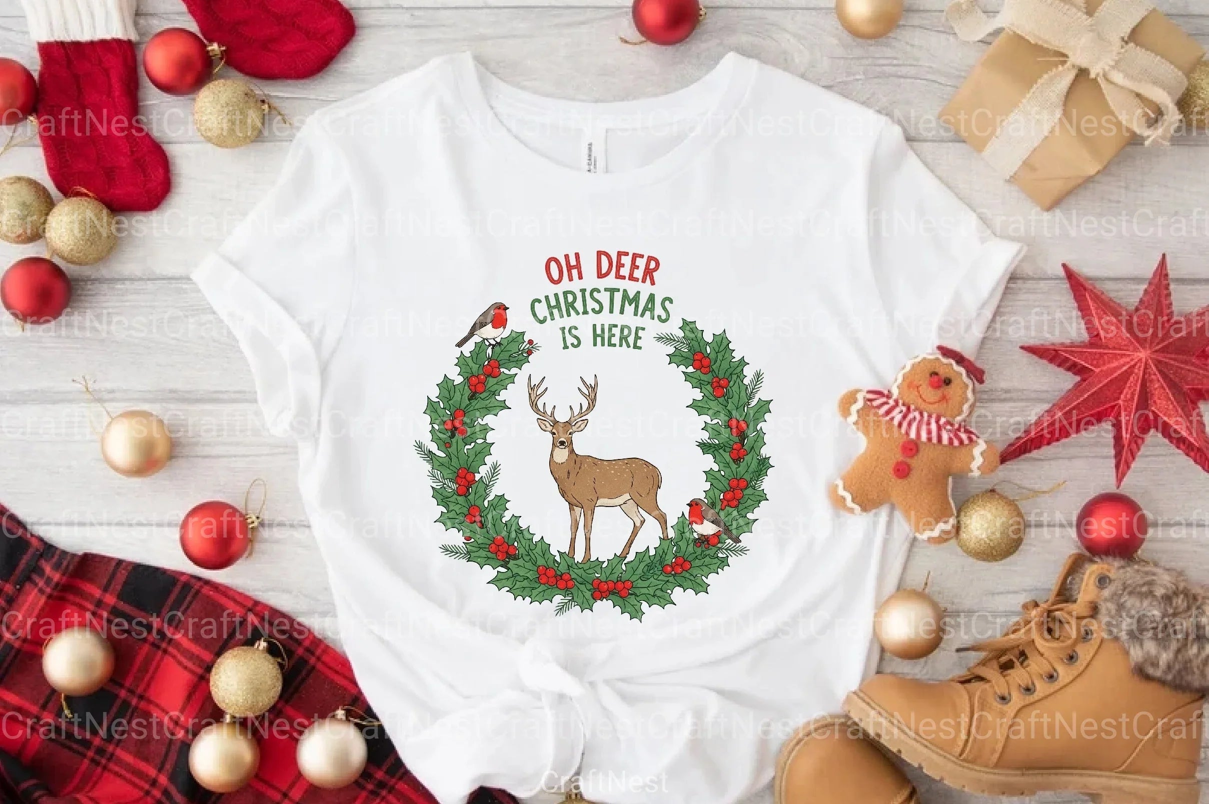 Vintage Christmas Deer Clipart Bundle