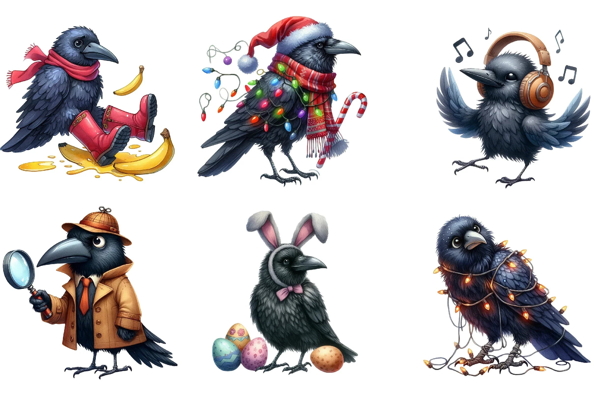 Funny Ravens Clipart Bundle - CraftNest - Digital Crafting and Art