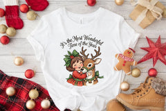 Vintage Christmas Girl with Deer Clipart Bundle - CraftNest - Digital Crafting and Art