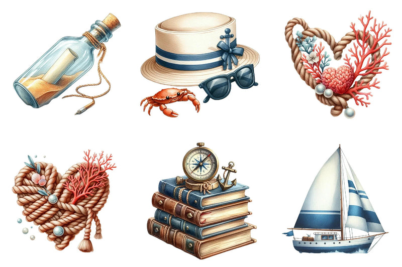 Nautical Beach Clipart Bundle - CraftNest - Digital Crafting and Art