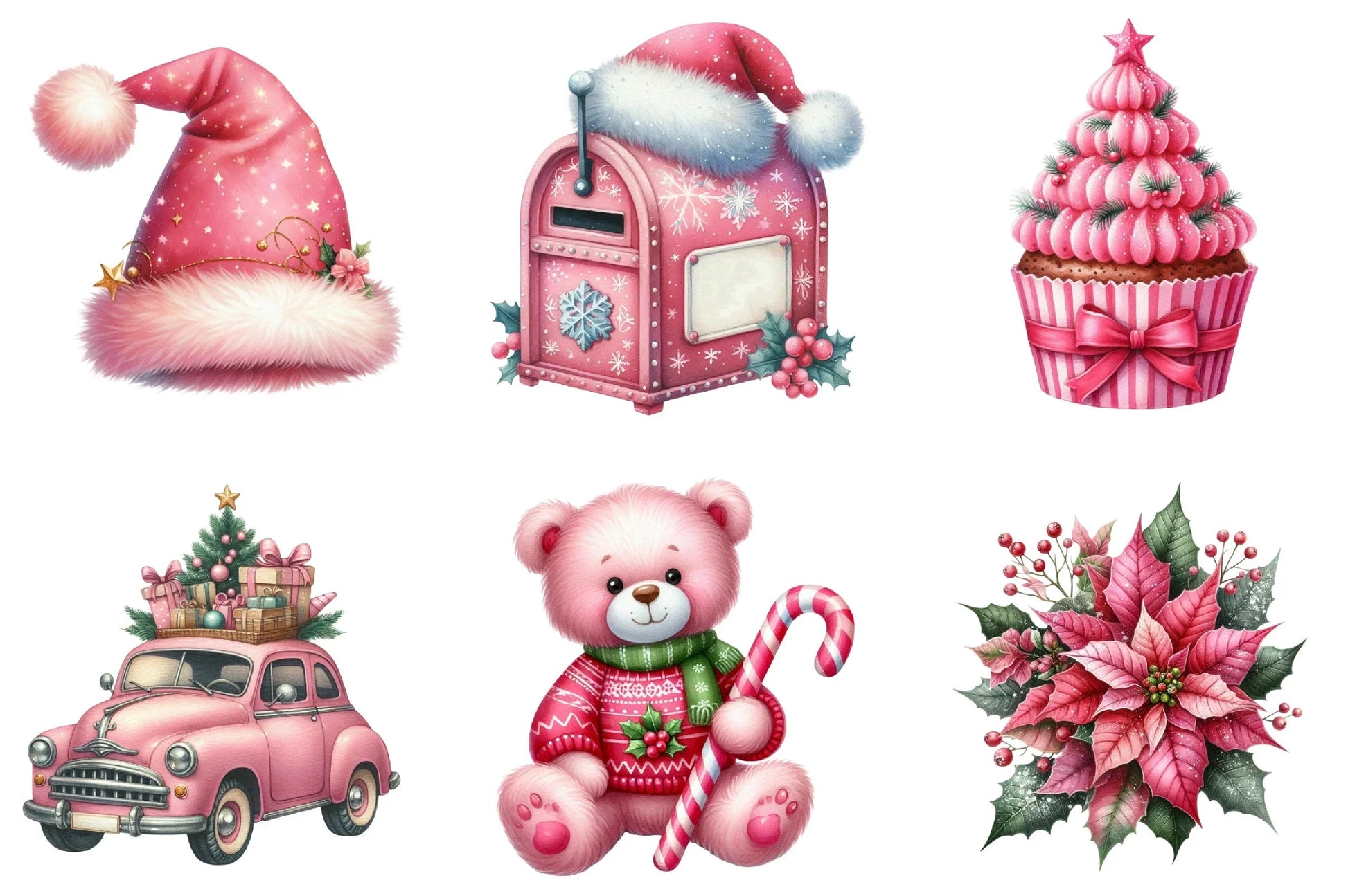 Pink Christmas Winter Clipart Bundle - CraftNest - Digital Crafting and Art