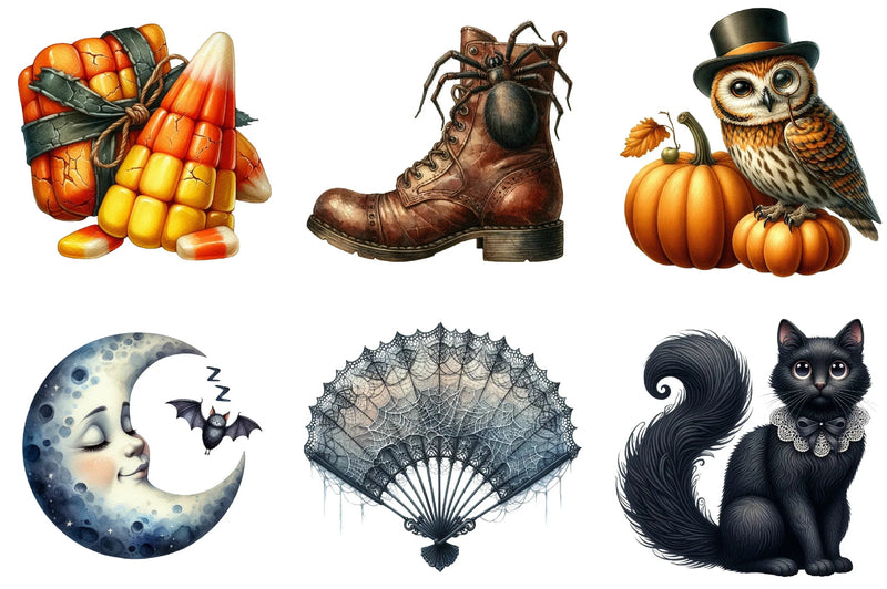 Vintage Halloween Stickers Clipart Bundle - CraftNest - Digital Crafting and Art
