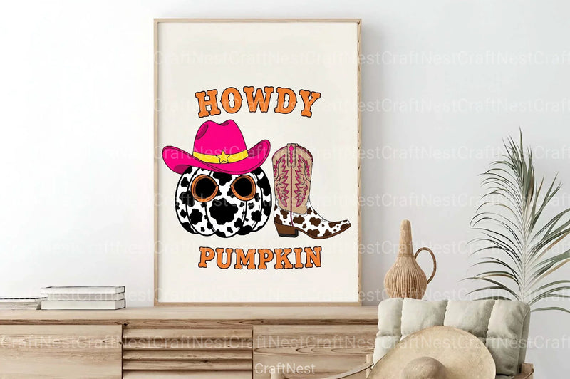 Howdy Cowgirl Pumpkin Art Clipart Bundle - CraftNest - Digital Crafting and Art