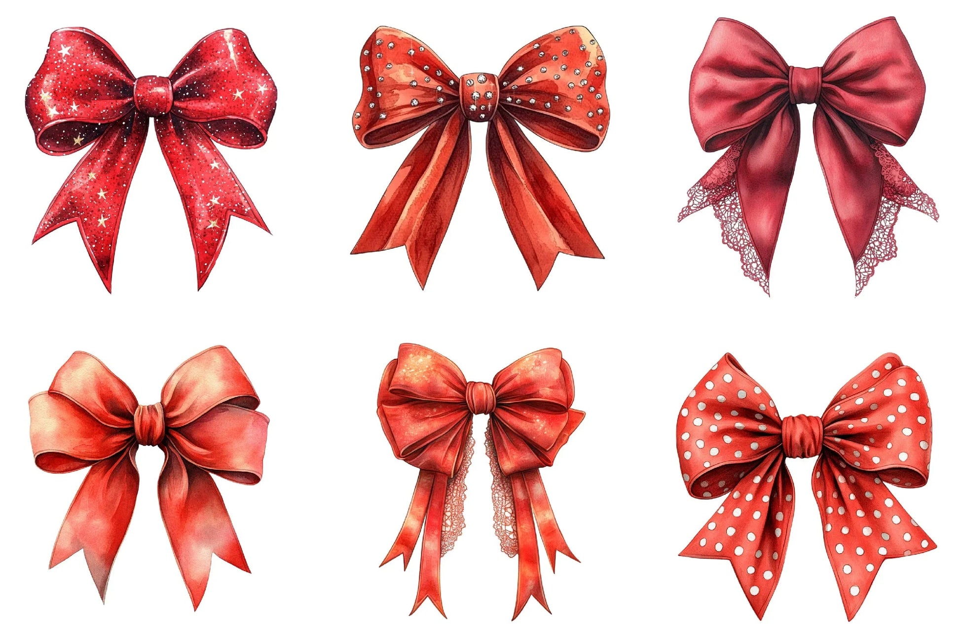 Red Coquette Christmas Bow Clipart Bundle - CraftNest - Digital Crafting and Art