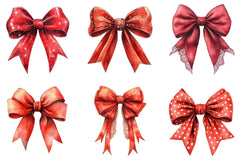 Red Coquette Christmas Bow Clipart Bundle - CraftNest - Digital Crafting and Art
