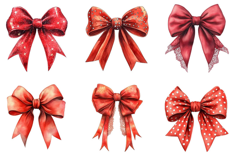 Red Coquette Christmas Bow Clipart Bundle - CraftNest - Digital Crafting and Art