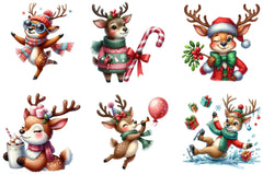 Christmas Funny Reindeer Clipart Bundle - CraftNest - Digital Crafting and Art