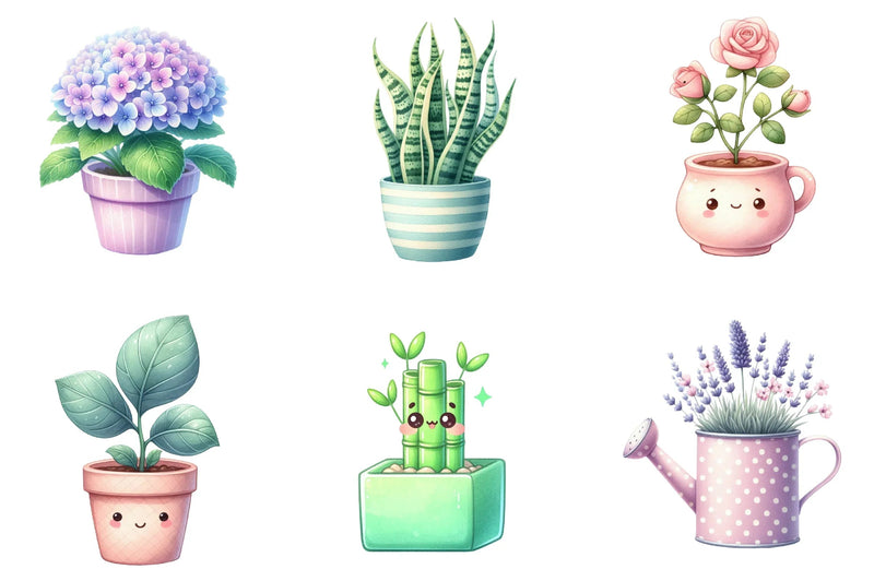 Kawaii House Plant Clipart Bundle - CraftNest - Digital Crafting and Art