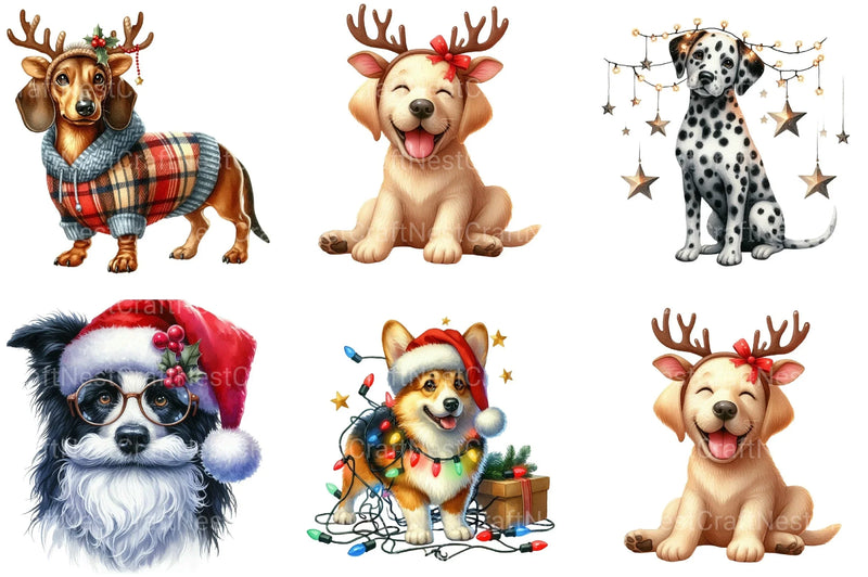 Christmas Cute Dog Clipart Bundle - CraftNest - Digital Crafting and Art