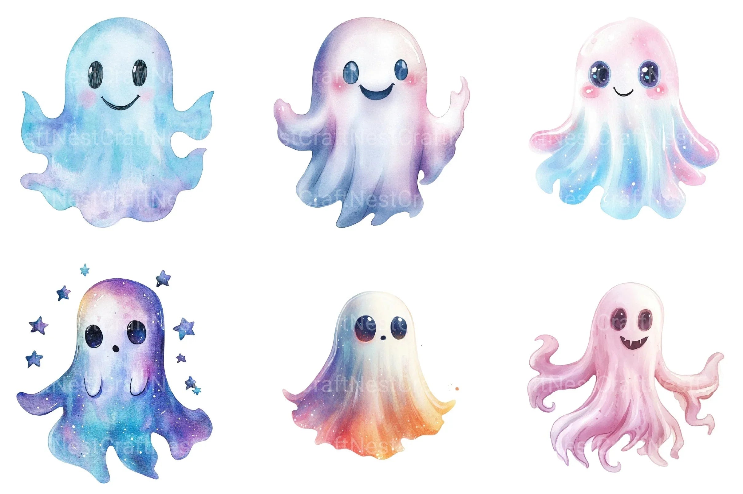 Iridescent Halloween Ghost Clipart Bundle - CraftNest - Digital Crafting and Art