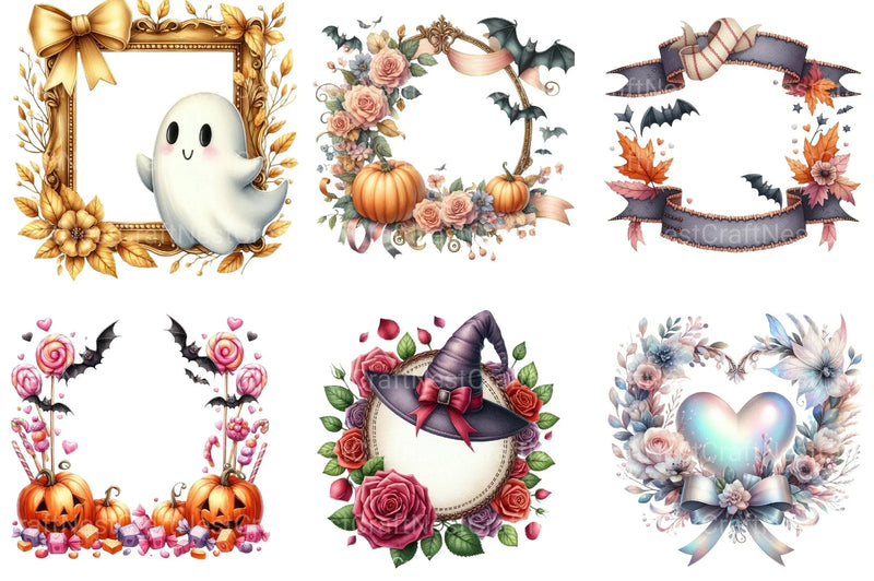 Coquette Fall Halloween Frame Clipart Bundle - CraftNest - Digital Crafting and Art
