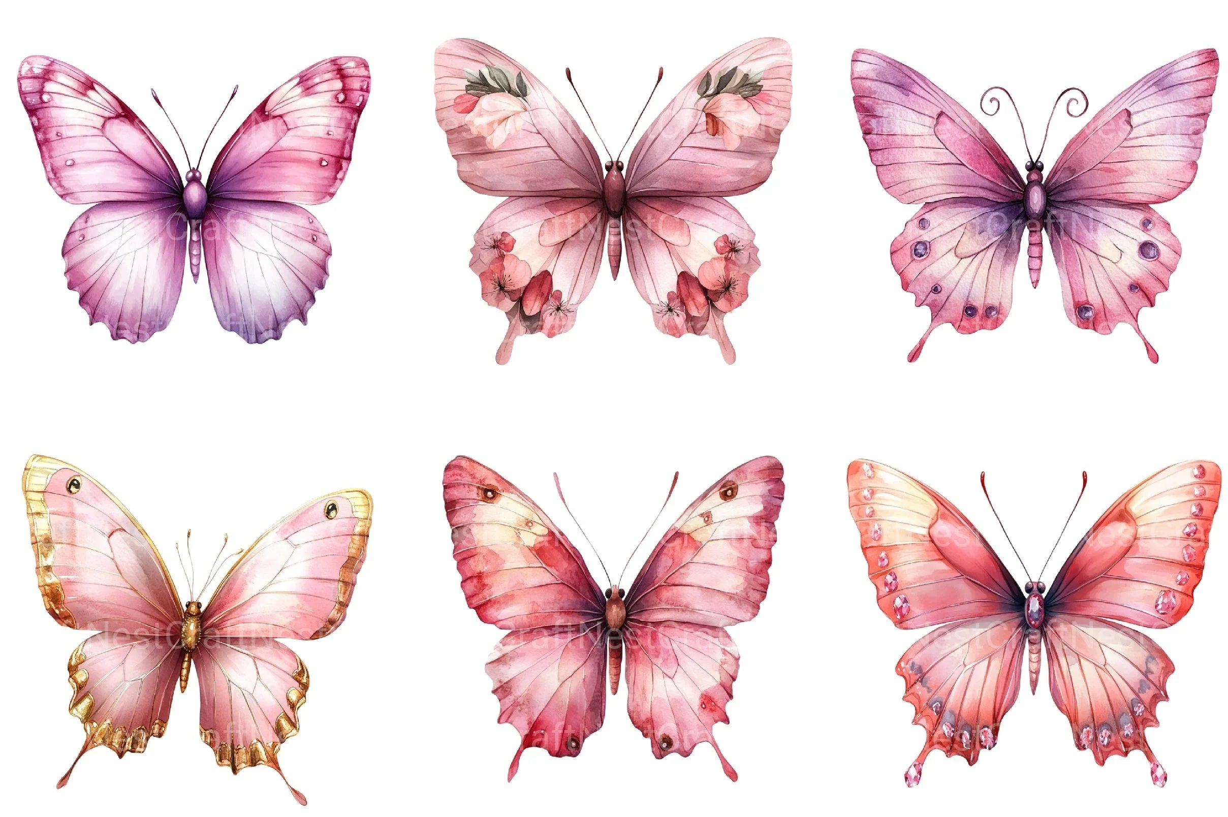 Pink Butterfly Clipart Bundle 4 - CraftNest - Digital Crafting and Art