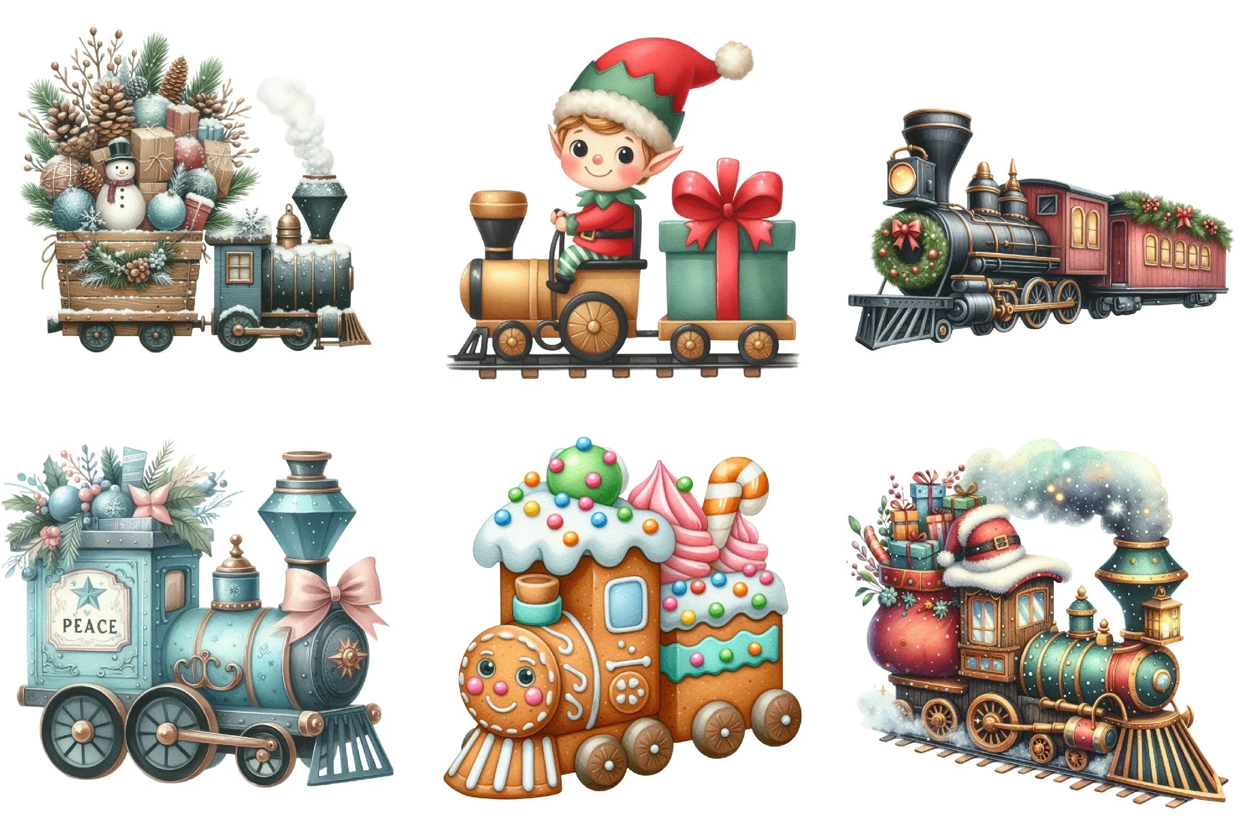 Christmas Train Clipart Bundle - CraftNest - Digital Crafting and Art