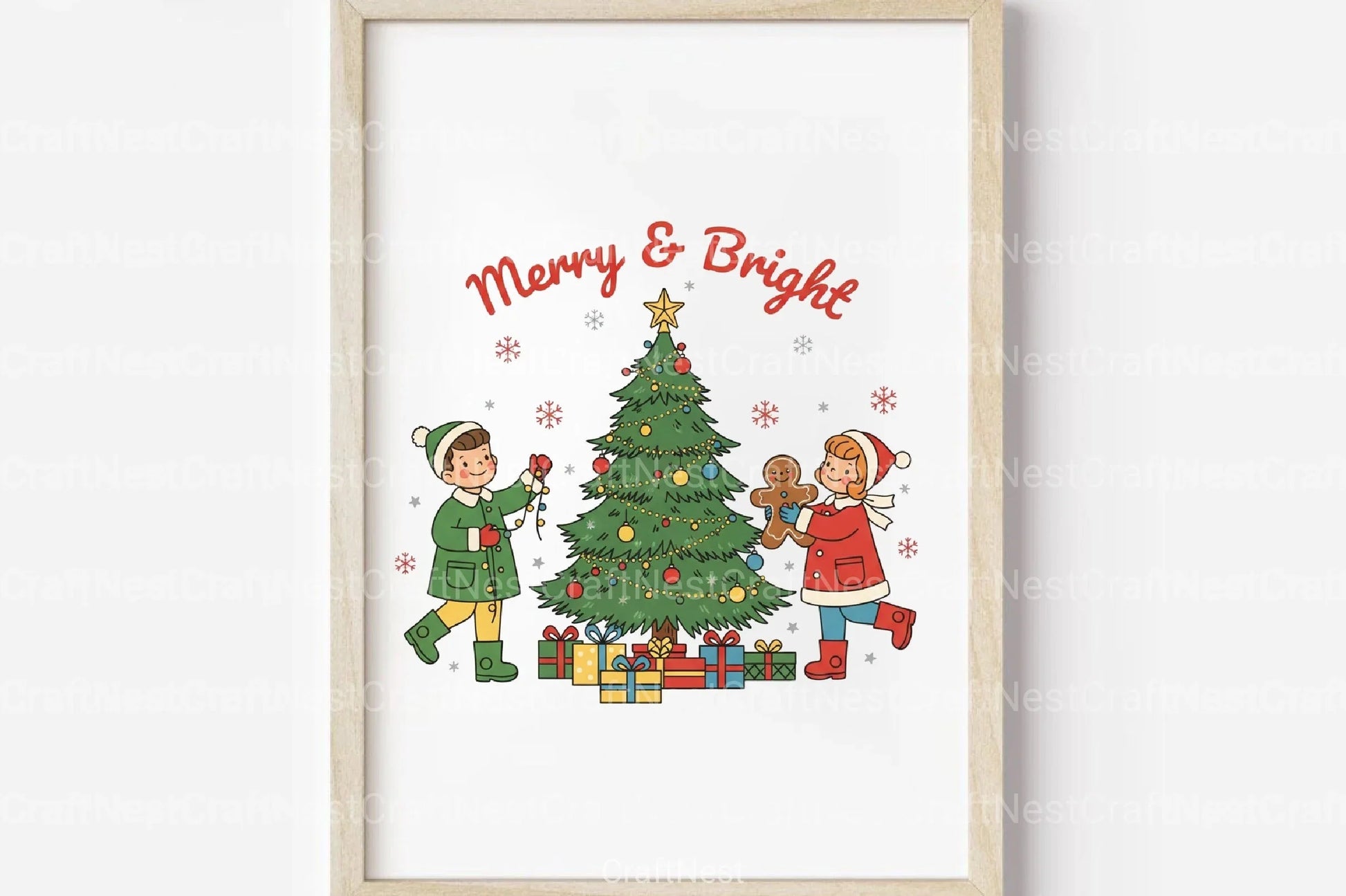 Merry & Bright Retro Christmas Clipart Bundle - CraftNest - Digital Crafting and Art
