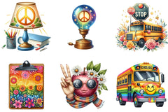 Groovy School Clipart Bundle - CraftNest - Digital Crafting and Art