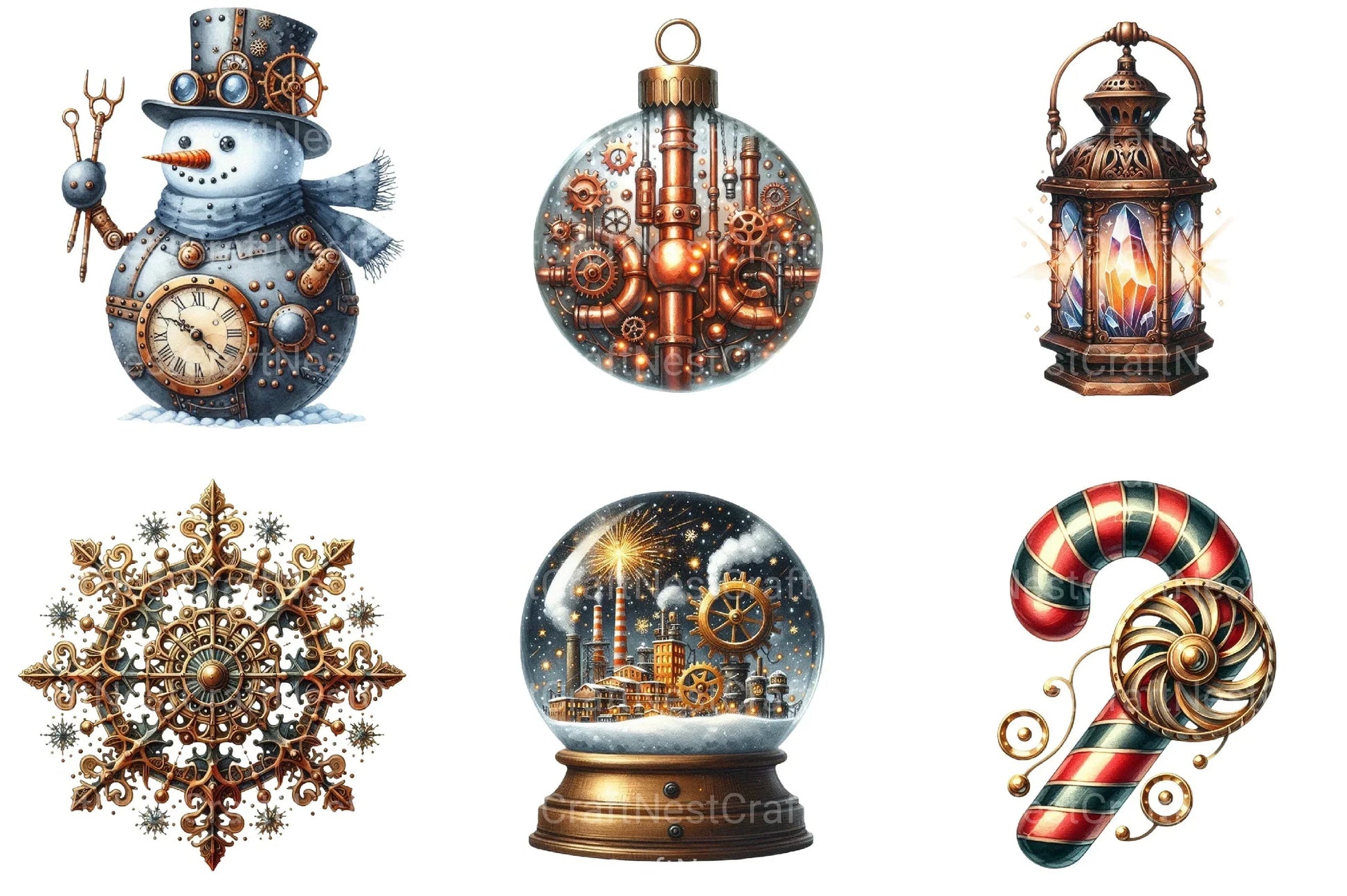 Christmas Steampunk Clipart Bundle - CraftNest - Digital Crafting and Art