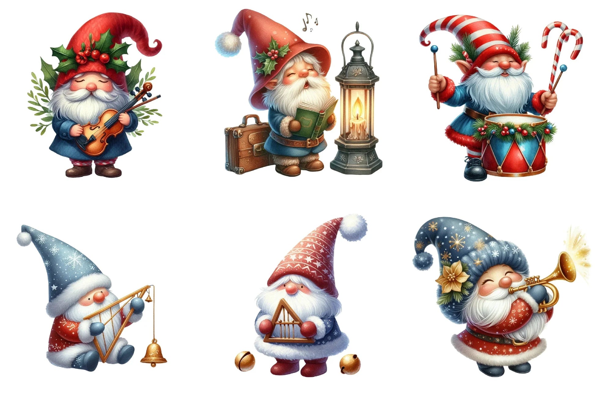 Christmas Gnome Musicians Clipart Bundle - CraftNest - Digital Crafting and Art
