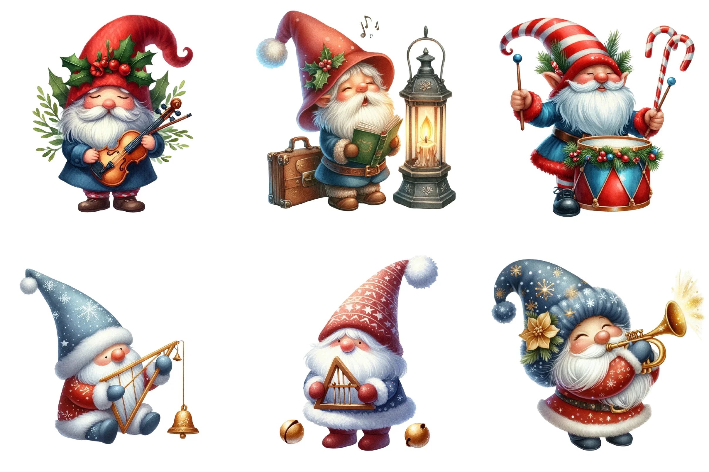 Christmas Gnome Musicians Clipart Bundle - CraftNest - Digital Crafting and Art