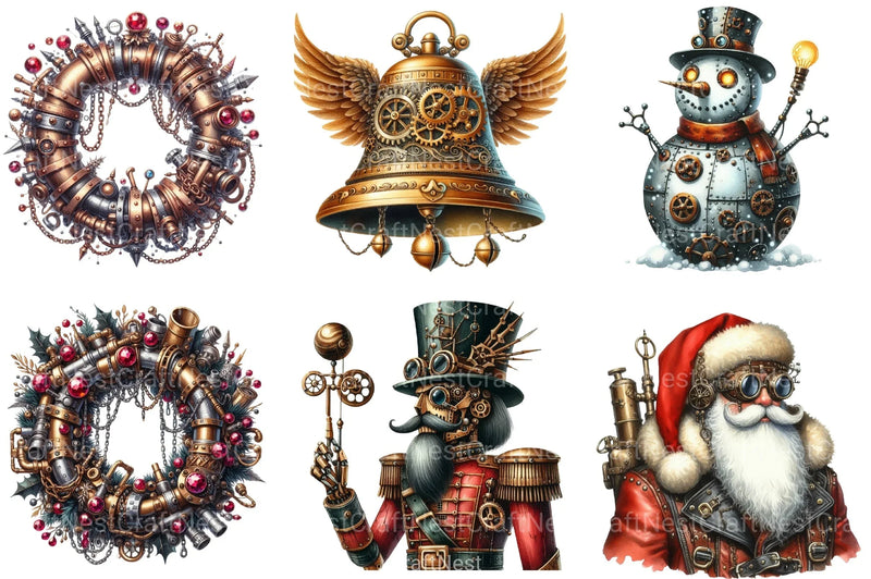 Steampunk Christmas Clipart Bundle 98 - CraftNest - Digital Crafting and Art