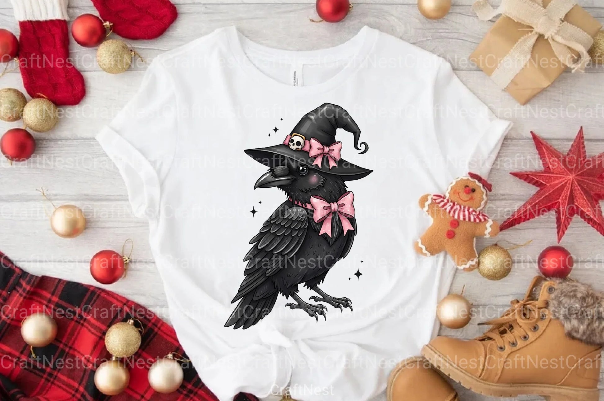 Pink Halloween Raven Hat Sticker Clipart Bundle - CraftNest - Digital Crafting and Art