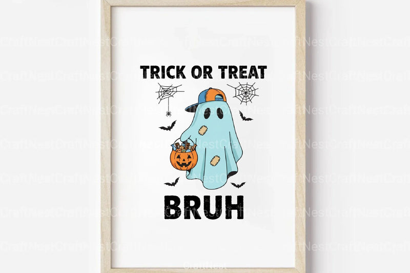 Retro Halloween Clipart Bundle: Trick or Treat Bruh - CraftNest - Digital Crafting and Art