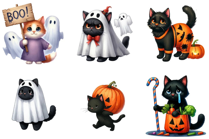Funny Halloween Black Cat Clipart Bundle - CraftNest - Digital Crafting and Art
