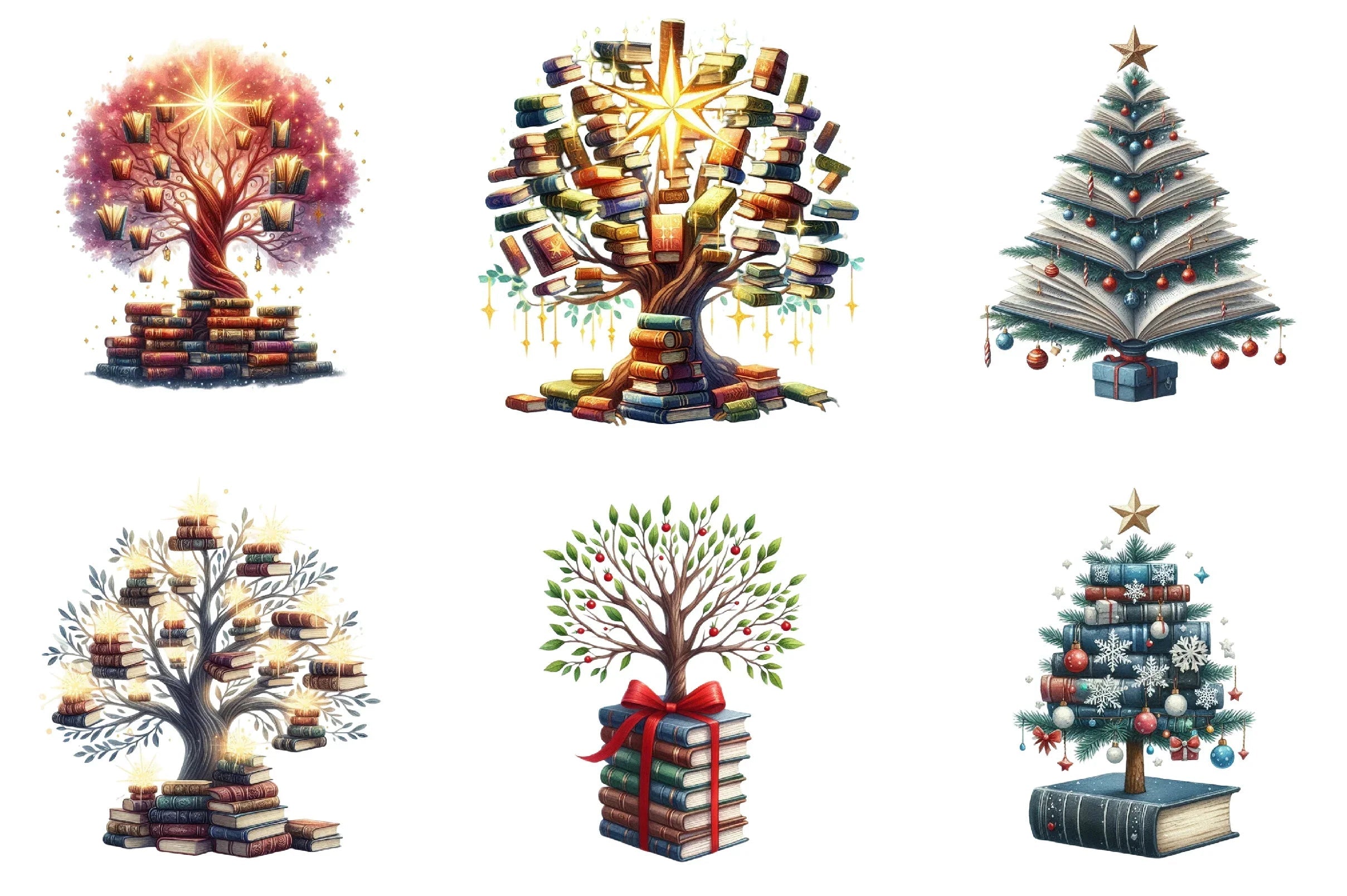 Christmas Books Tree Clipart Bundle - CraftNest - Digital Crafting and Art