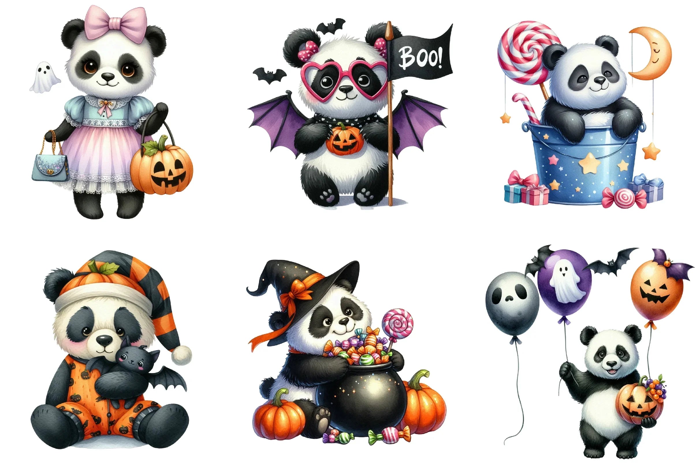 Halloween Panda Clipart Bundle - CraftNest - Digital Crafting and Art