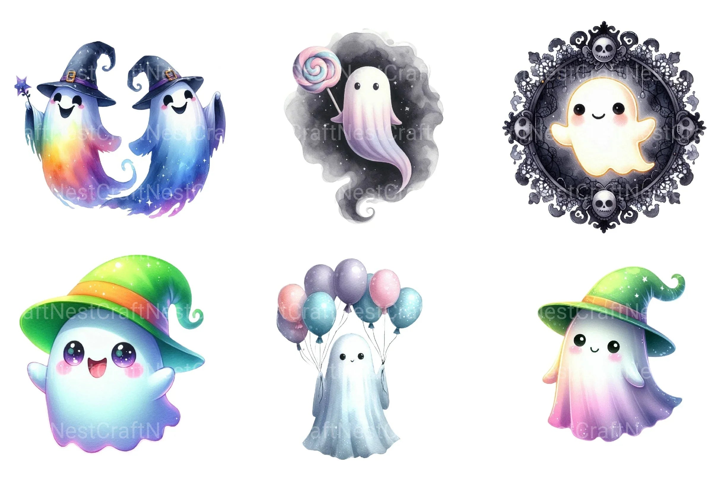 Enchanted Cute Ghost Clipart Bundle - CraftNest - Digital Crafting and Art