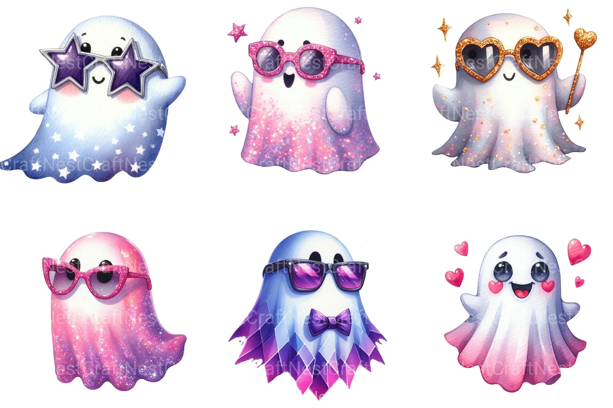 Sassy Shades Ghost Halloween Clipart Bundle - CraftNest - Digital Crafting and Art