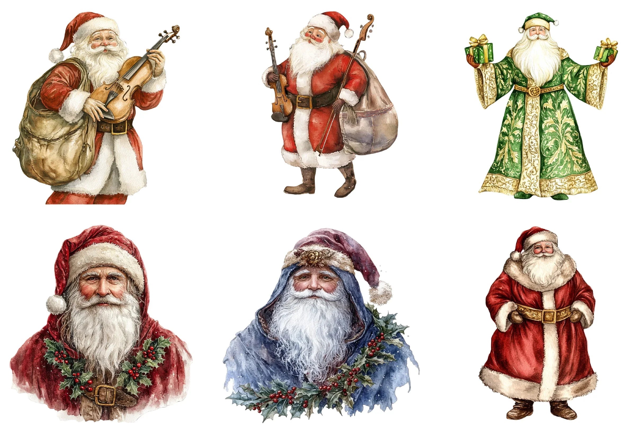 Antique Ornate Santa Clipart Bundle - CraftNest - Digital Crafting and Art