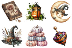 Cute Vintage Aesthetic Halloween Clipart Bundle - CraftNest - Digital Crafting and Art