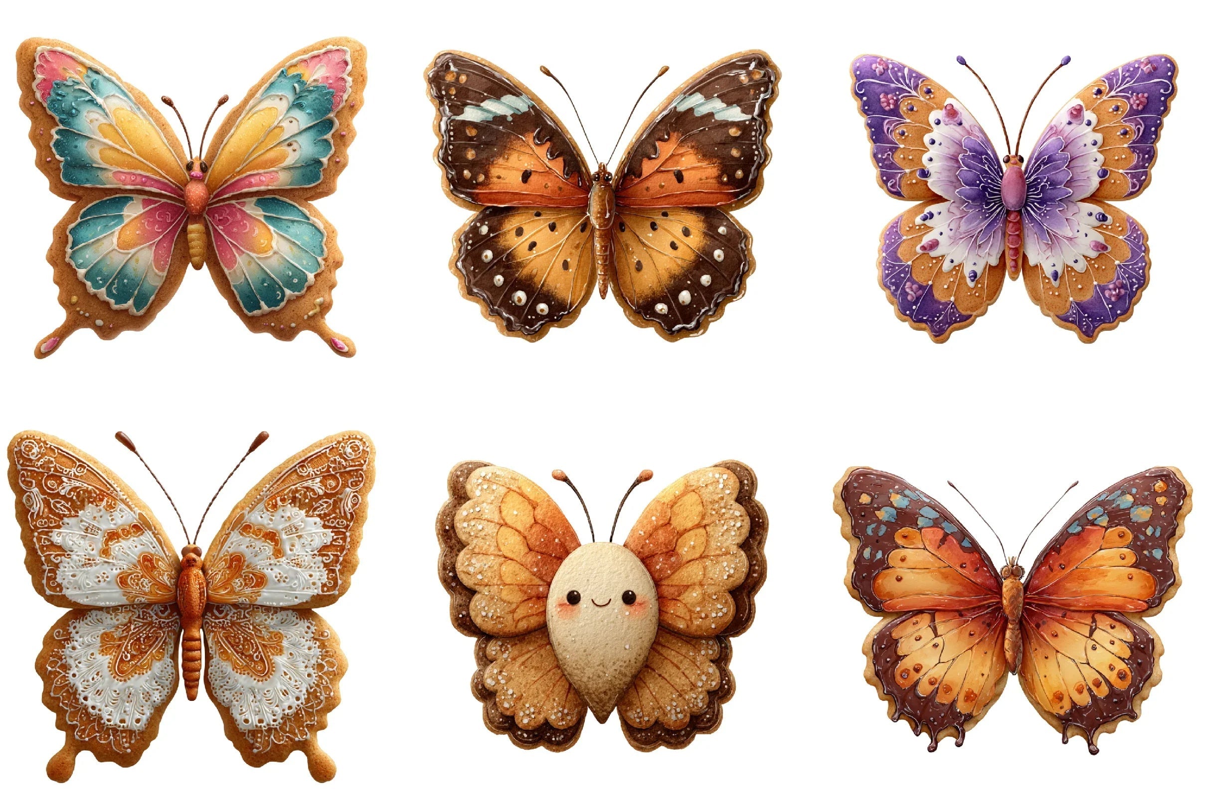 Gingerbread Cookie Butterfly Clipart Bundle - CraftNest - Digital Crafting and Art