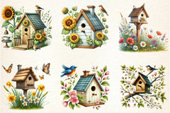 Spring Bird Houses Clipart Bundle - CraftNest - Digital Crafting and Art