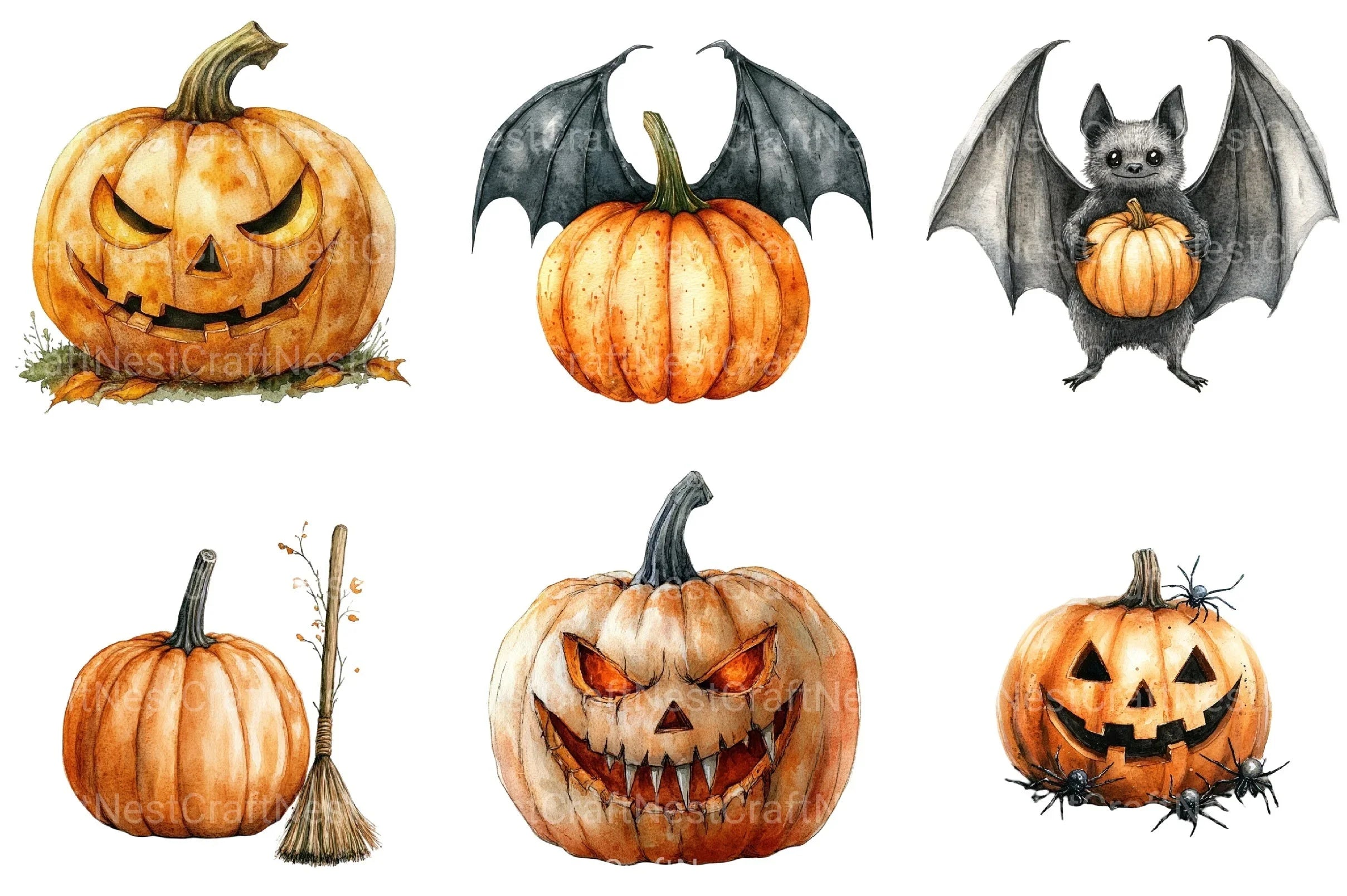 Halloween Pumpkin Clipart Bundle 1 - CraftNest - Digital Crafting and Art