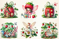 Spring Strawberry Fairy Garden Clipart Bundle - CraftNest - Digital Crafting and Art