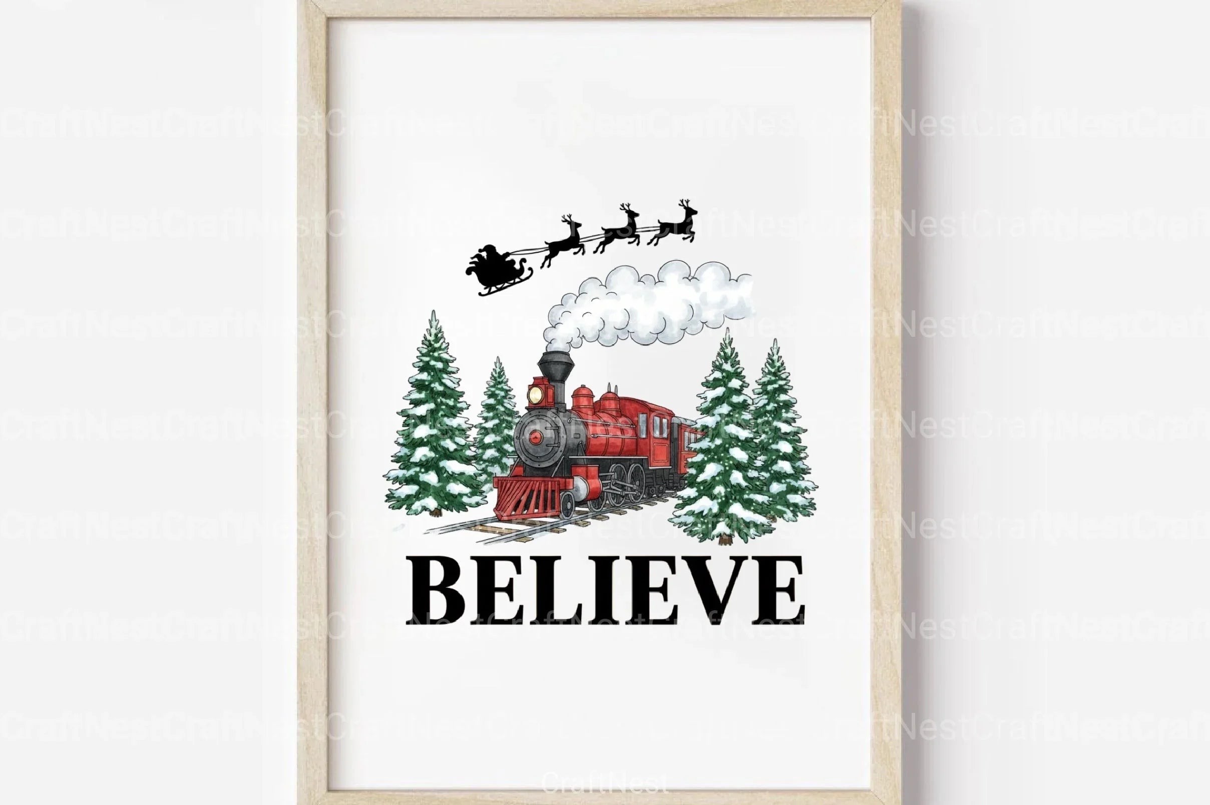 Believe North Pole Train Christmas Clipart Bundle - CraftNest - Digital Crafting and Art