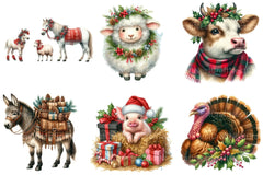 Vintage Christmas Farm Animal Clipart Bundle - CraftNest - Digital Crafting and Art
