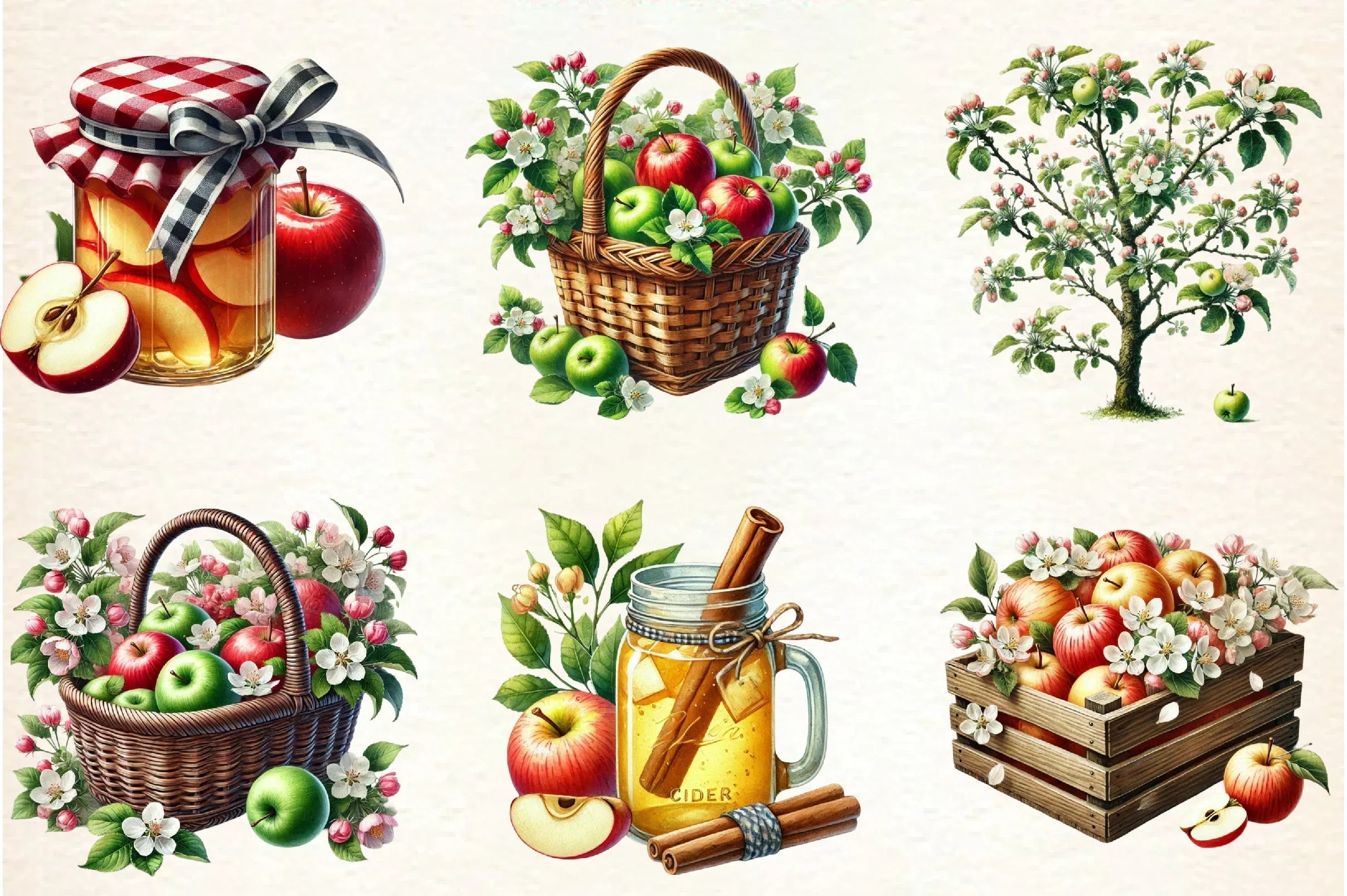 Spring Apple Harvest Clipart Bundle - CraftNest - Digital Crafting and Art