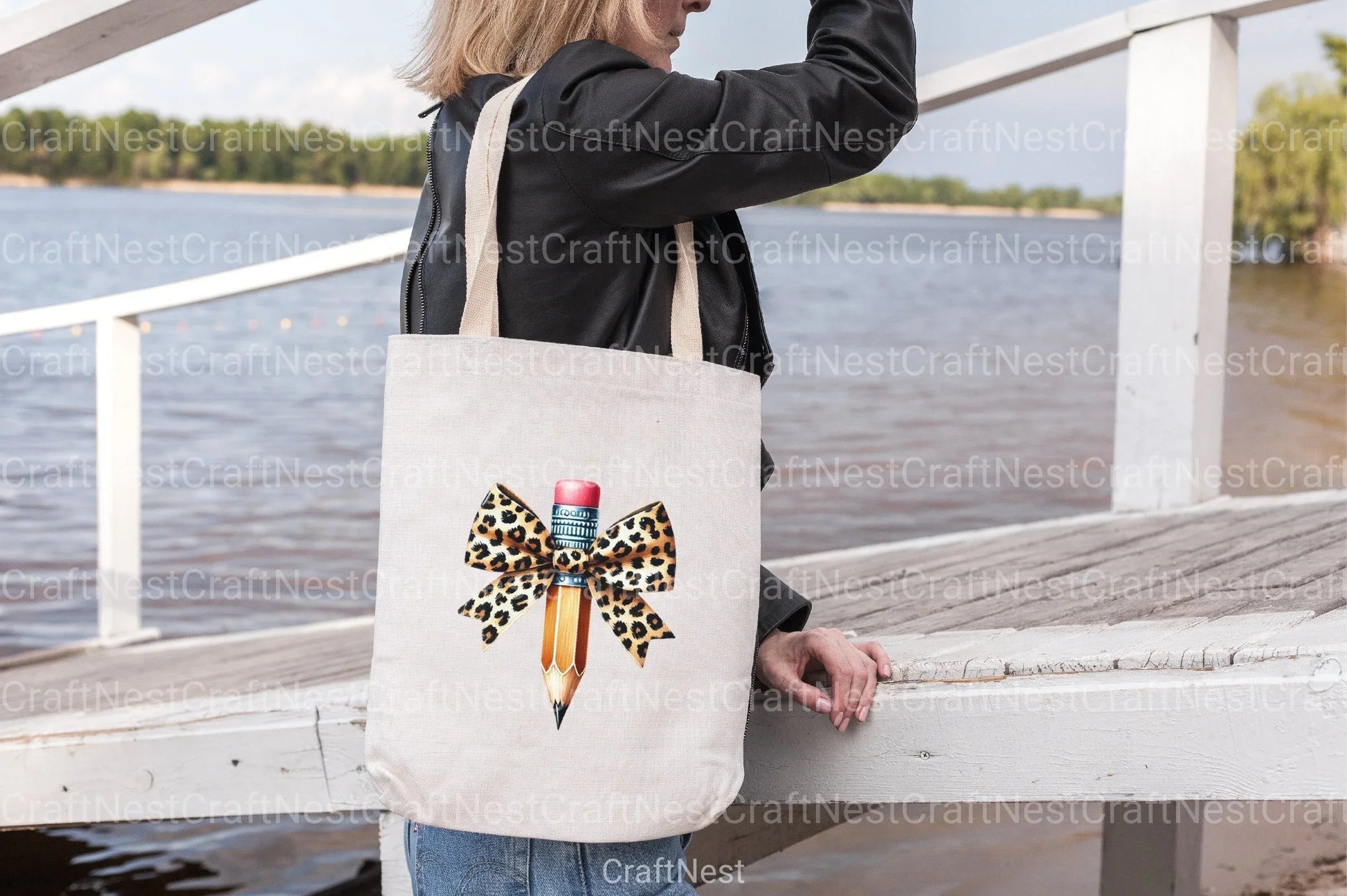 Leopard Bow Pencil Teacher Clipart Bundle - CraftNest - Digital Crafting and Art