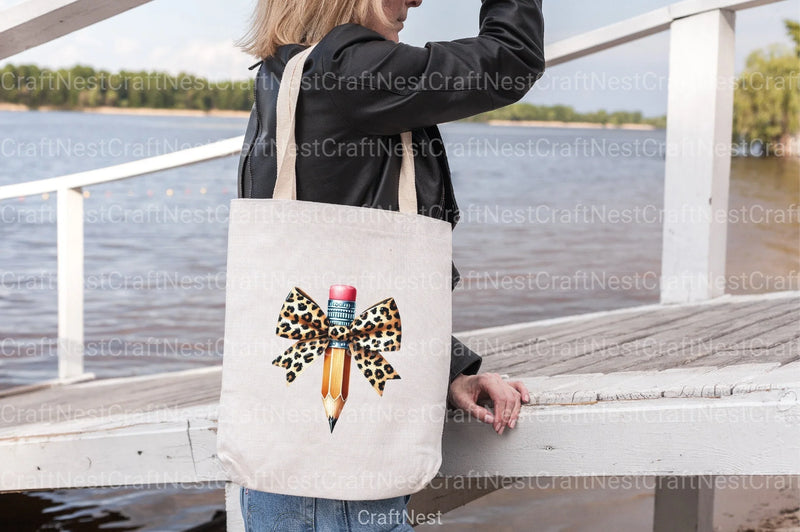 Leopard Bow Pencil Teacher Clipart Bundle - CraftNest - Digital Crafting and Art