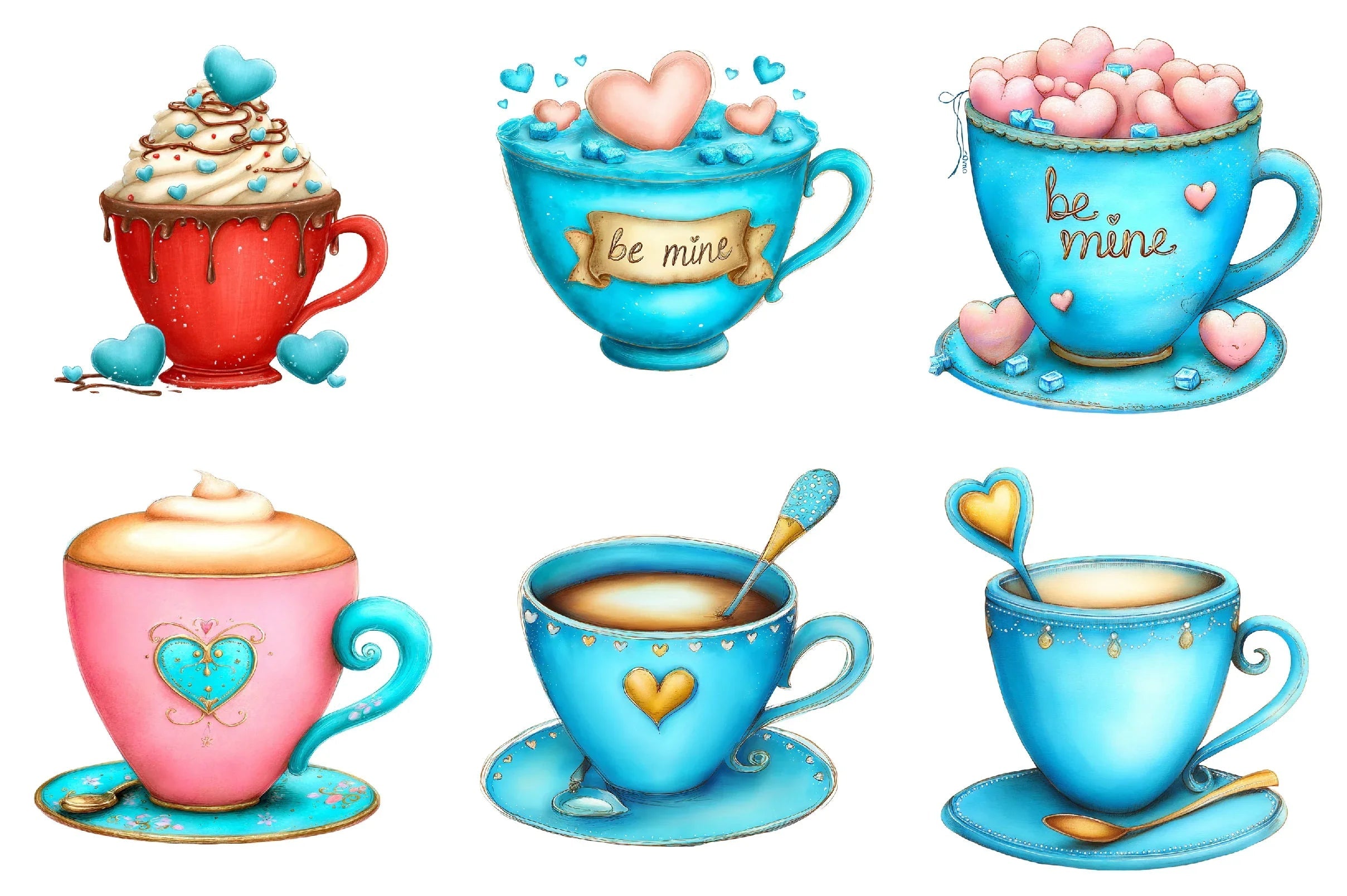Valentine Coffee Cup Clipart Bundle - CraftNest - Digital Crafting and Art