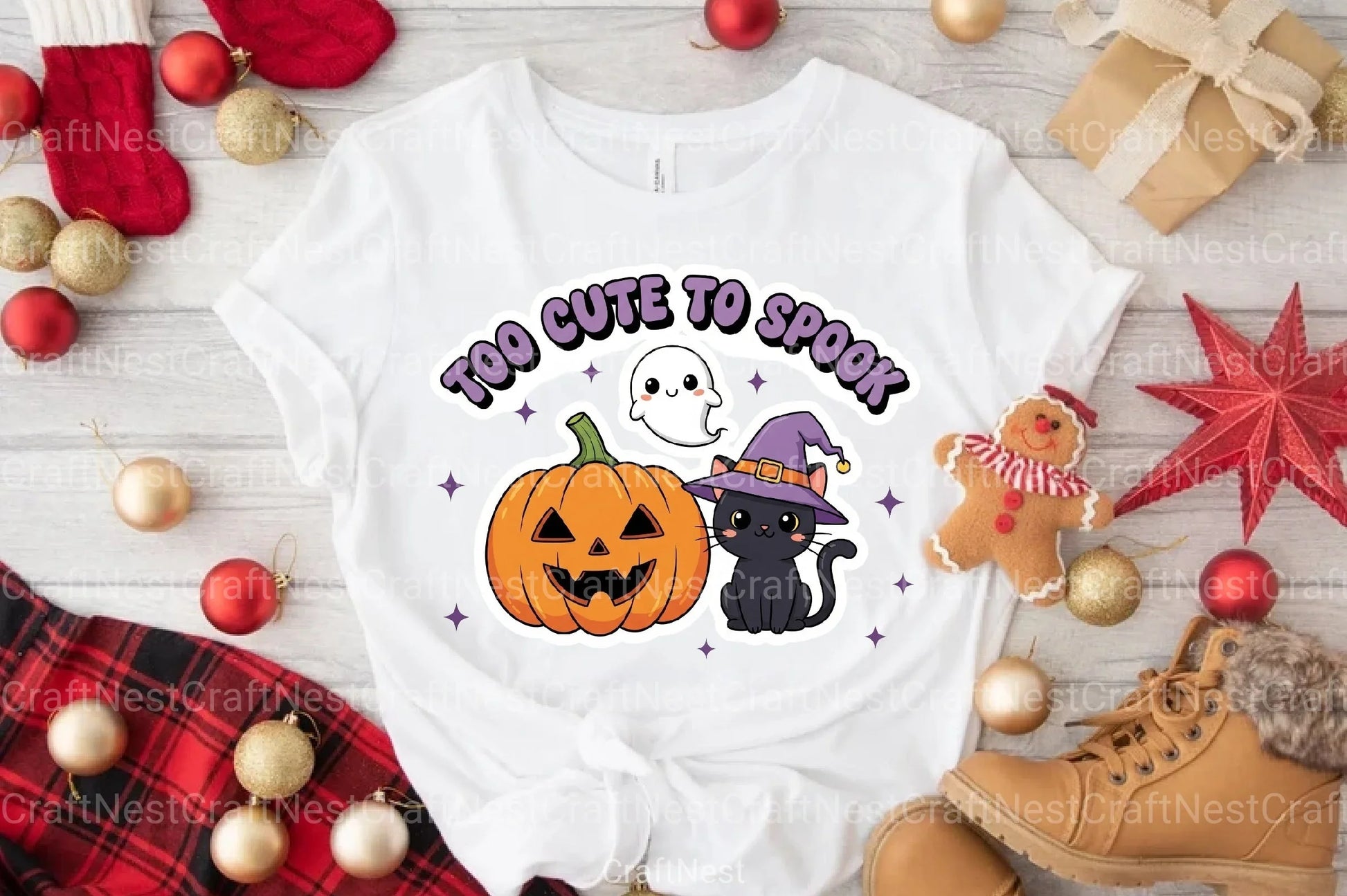 Cute Spook Halloween T-Shirt & Sticker Clipart Bundle - CraftNest - Digital Crafting and Art
