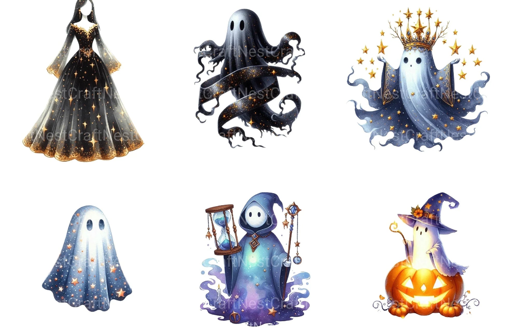 Enchanted Ghost Halloween Clipart Bundle - CraftNest - Digital Crafting and Art
