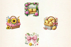 Yellow & Pink Gingham Spring Clipart Bundle - CraftNest - Digital Crafting and Art
