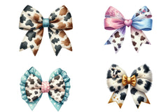 Cow Print Bow Clipart Bundle - CraftNest - Digital Crafting and Art
