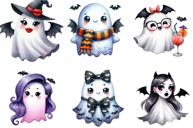 Bat Babe Ghost Halloween Clipart Bundle - CraftNest - Digital Crafting and Art