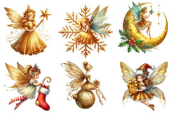 Christmas Gold Fairy Clipart Bundle - CraftNest - Digital Crafting and Art